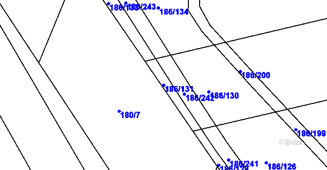 Parcela st. 186/131 v KÚ Zámrsk, Katastrální mapa