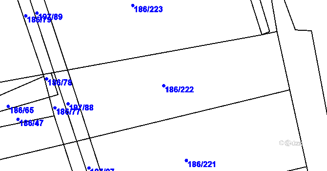 Parcela st. 186/222 v KÚ Zámrsk, Katastrální mapa