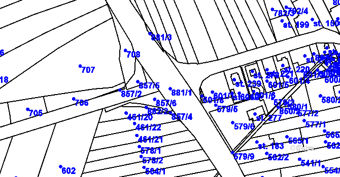 Parcela st. 881/1 v KÚ Zámrsk, Katastrální mapa
