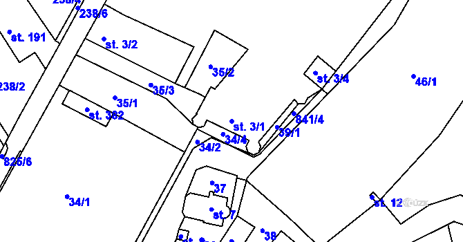 Parcela st. 3/1 v KÚ Zámrsk, Katastrální mapa