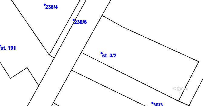 Parcela st. 3/2 v KÚ Zámrsk, Katastrální mapa