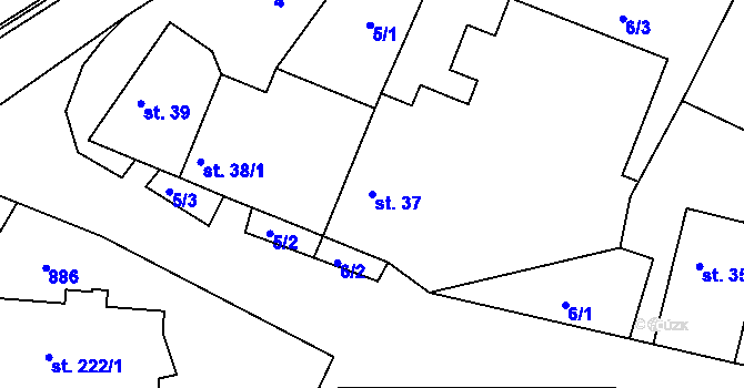 Parcela st. 37 v KÚ Zámrsk, Katastrální mapa