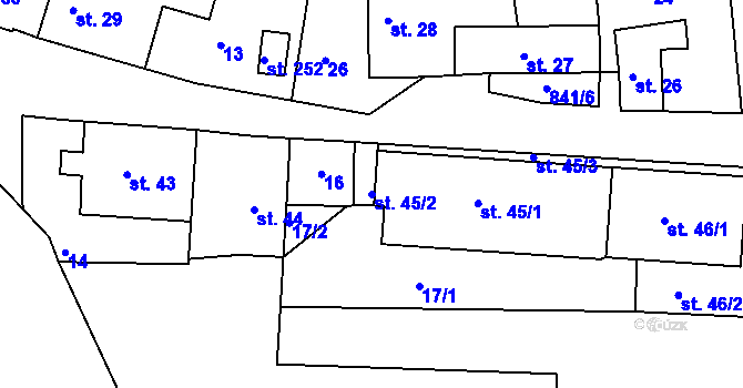 Parcela st. 45/2 v KÚ Zámrsk, Katastrální mapa