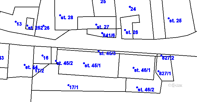 Parcela st. 45/3 v KÚ Zámrsk, Katastrální mapa