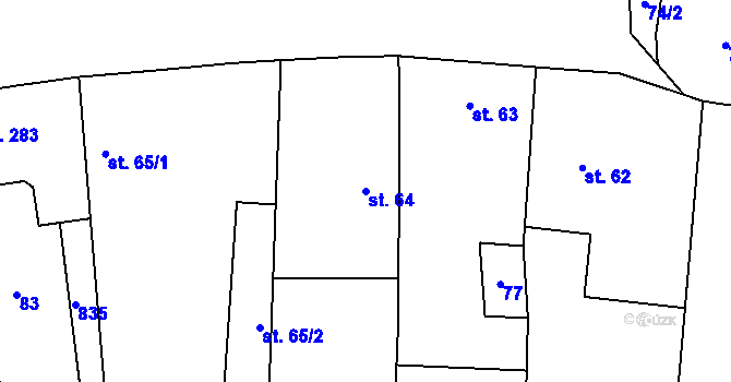 Parcela st. 64 v KÚ Zámrsk, Katastrální mapa