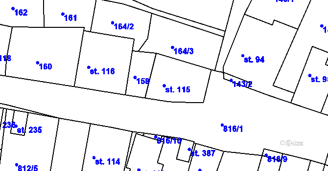 Parcela st. 115 v KÚ Zámrsk, Katastrální mapa