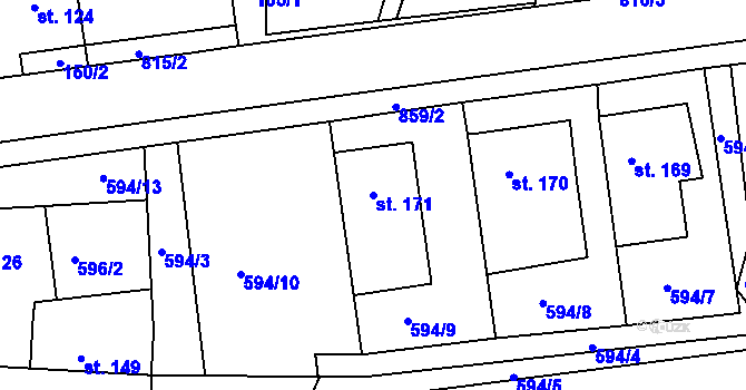 Parcela st. 171 v KÚ Zámrsk, Katastrální mapa