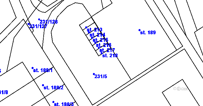Parcela st. 218 v KÚ Zámrsk, Katastrální mapa