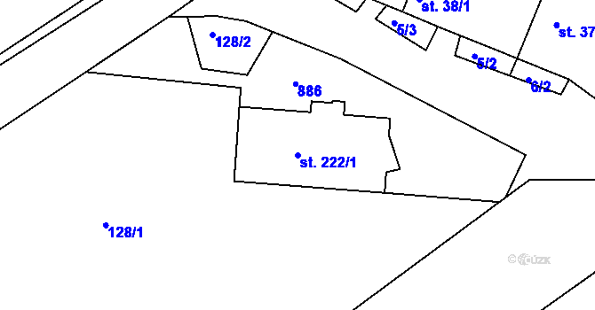 Parcela st. 222/1 v KÚ Zámrsk, Katastrální mapa