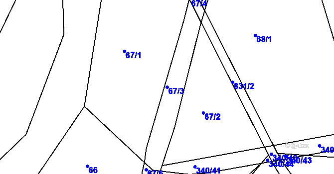 Parcela st. 67/3 v KÚ Zámrsk, Katastrální mapa