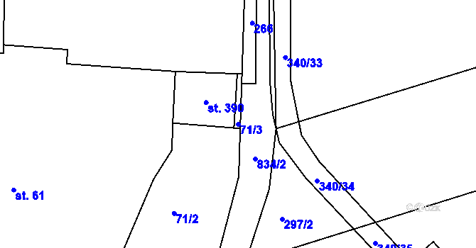 Parcela st. 71/3 v KÚ Zámrsk, Katastrální mapa