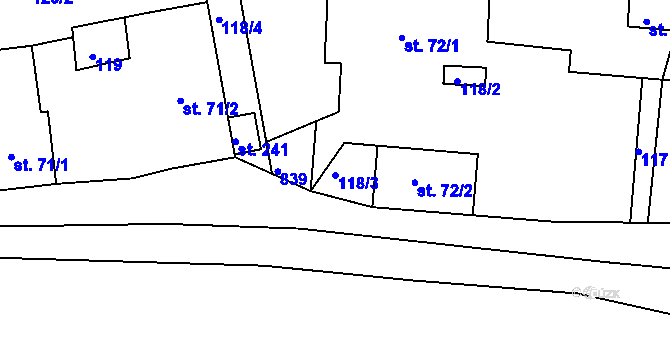 Parcela st. 118/3 v KÚ Zámrsk, Katastrální mapa