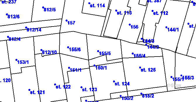 Parcela st. 155/5 v KÚ Zámrsk, Katastrální mapa