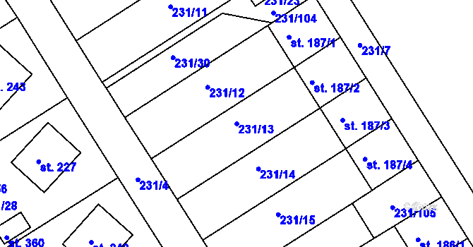 Parcela st. 231/13 v KÚ Zámrsk, Katastrální mapa