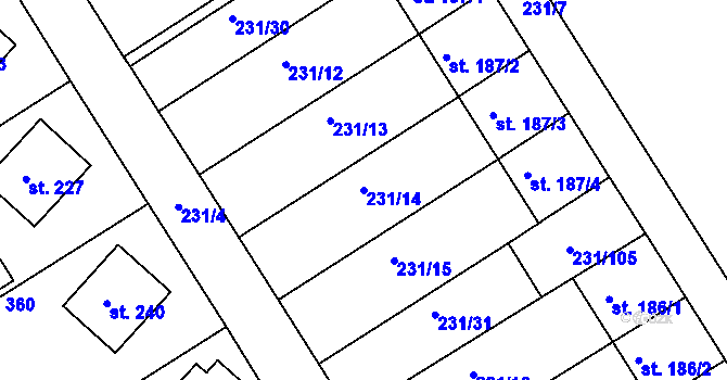 Parcela st. 231/14 v KÚ Zámrsk, Katastrální mapa