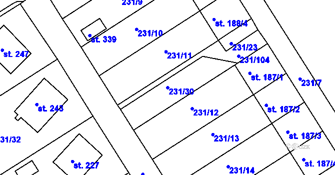 Parcela st. 231/30 v KÚ Zámrsk, Katastrální mapa