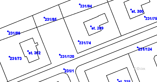 Parcela st. 231/74 v KÚ Zámrsk, Katastrální mapa