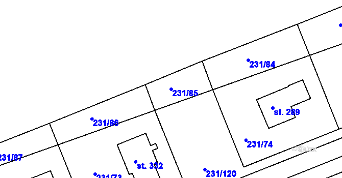 Parcela st. 231/85 v KÚ Zámrsk, Katastrální mapa