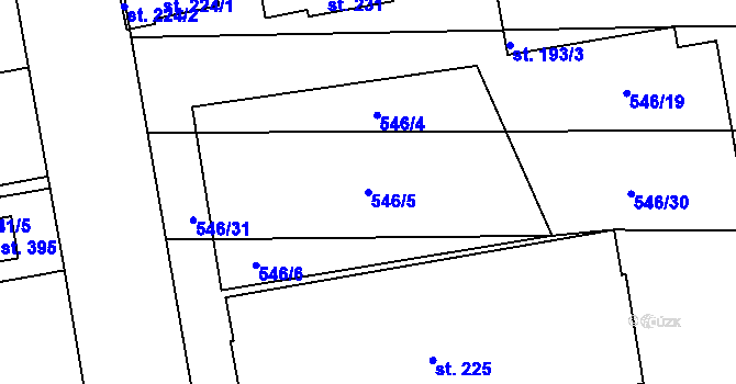 Parcela st. 546/5 v KÚ Zámrsk, Katastrální mapa