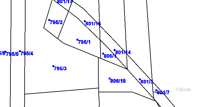 Parcela st. 806/1 v KÚ Zámrsk, Katastrální mapa