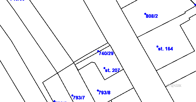 Parcela st. 740/29 v KÚ Zámrsk, Katastrální mapa