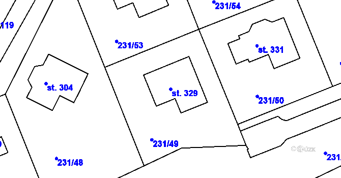 Parcela st. 329 v KÚ Zámrsk, Katastrální mapa