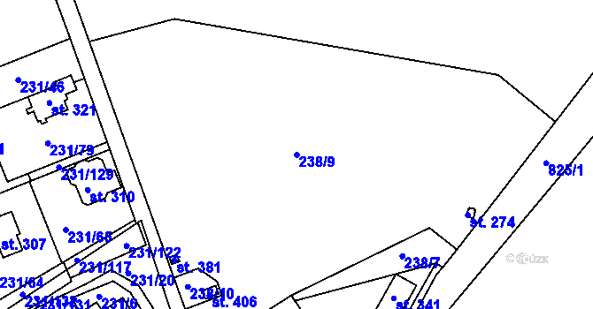 Parcela st. 238/9 v KÚ Zámrsk, Katastrální mapa