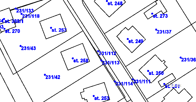 Parcela st. 231/112 v KÚ Zámrsk, Katastrální mapa