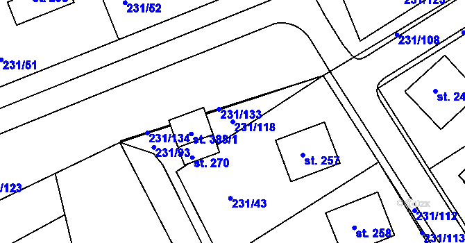 Parcela st. 231/118 v KÚ Zámrsk, Katastrální mapa