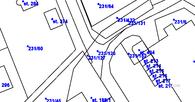 Parcela st. 231/126 v KÚ Zámrsk, Katastrální mapa