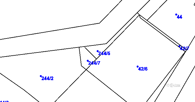 Parcela st. 244/5 v KÚ Zámrsk, Katastrální mapa