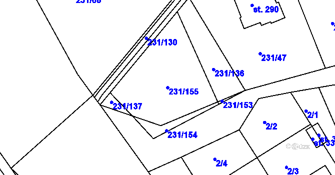 Parcela st. 231/155 v KÚ Zámrsk, Katastrální mapa