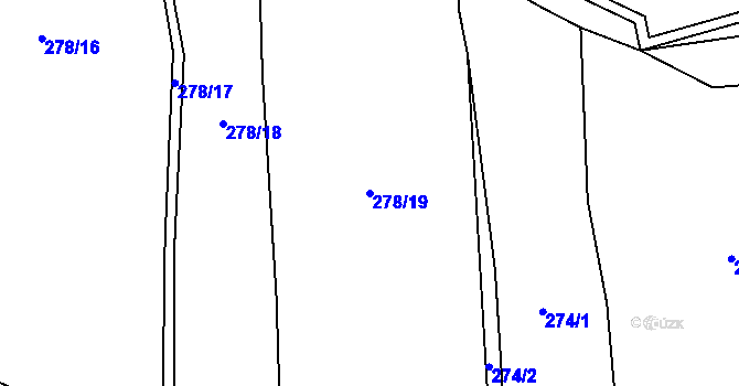 Parcela st. 278/19 v KÚ Zámrsky, Katastrální mapa