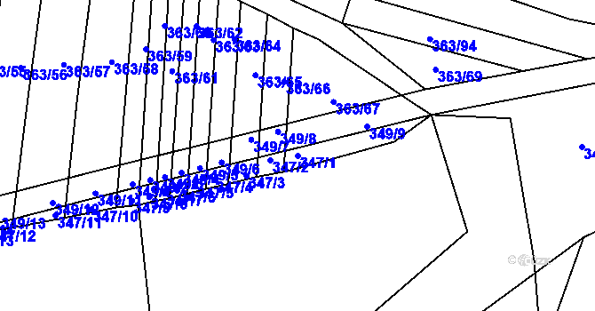 Parcela st. 347/1 v KÚ Zámrsky, Katastrální mapa
