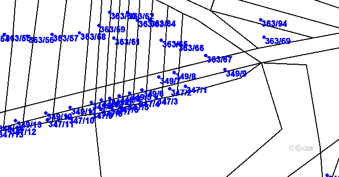 Parcela st. 347/2 v KÚ Zámrsky, Katastrální mapa