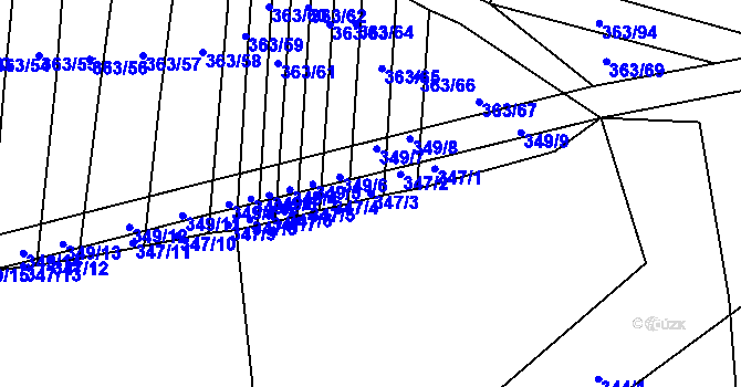 Parcela st. 347/3 v KÚ Zámrsky, Katastrální mapa