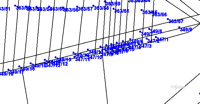 Parcela st. 347/9 v KÚ Zámrsky, Katastrální mapa