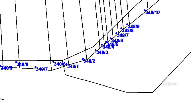 Parcela st. 348/3 v KÚ Zámrsky, Katastrální mapa