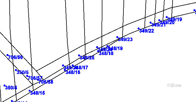 Parcela st. 348/18 v KÚ Zámrsky, Katastrální mapa