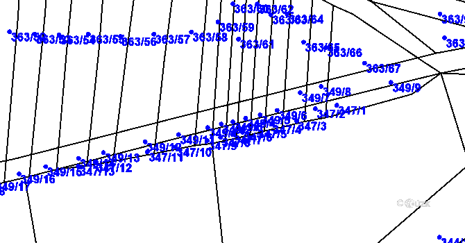 Parcela st. 349/3 v KÚ Zámrsky, Katastrální mapa