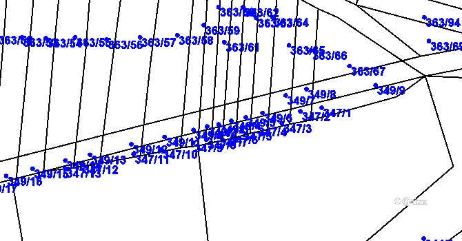 Parcela st. 349/4 v KÚ Zámrsky, Katastrální mapa