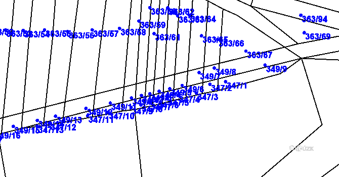 Parcela st. 349/5 v KÚ Zámrsky, Katastrální mapa