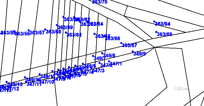 Parcela st. 349/8 v KÚ Zámrsky, Katastrální mapa