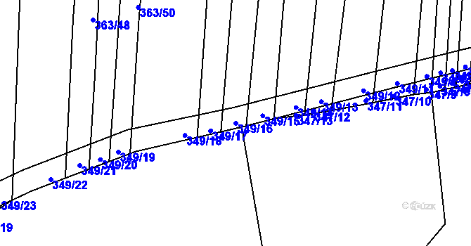 Parcela st. 349/16 v KÚ Zámrsky, Katastrální mapa