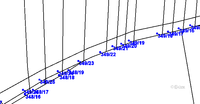 Parcela st. 349/22 v KÚ Zámrsky, Katastrální mapa