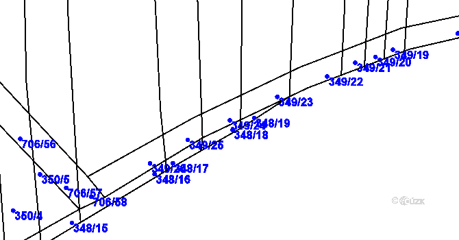 Parcela st. 349/24 v KÚ Zámrsky, Katastrální mapa