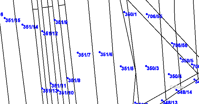 Parcela st. 351/6 v KÚ Zámrsky, Katastrální mapa