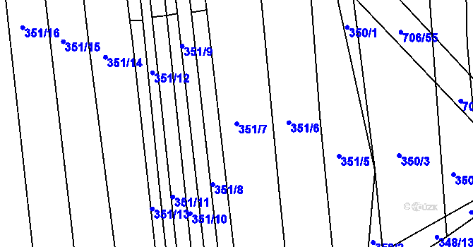 Parcela st. 351/7 v KÚ Zámrsky, Katastrální mapa