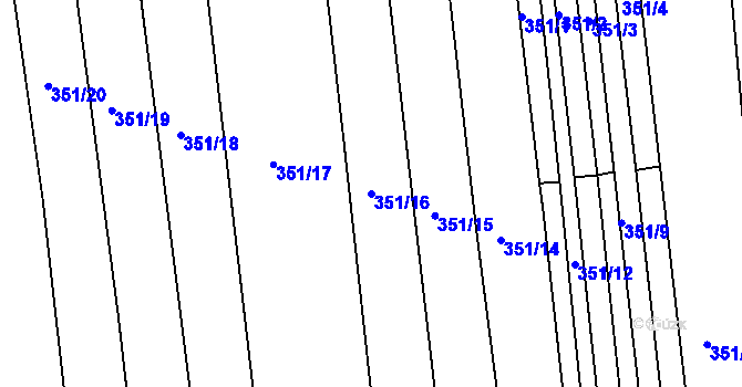 Parcela st. 351/16 v KÚ Zámrsky, Katastrální mapa
