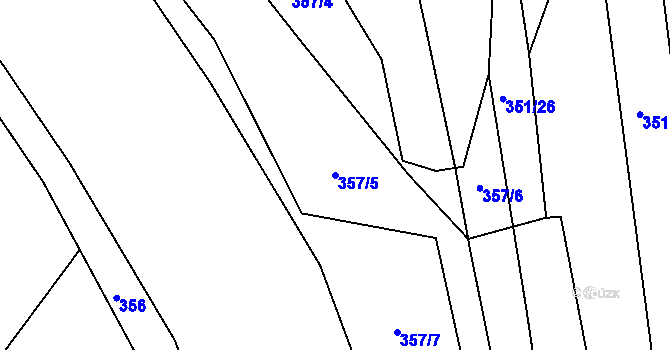 Parcela st. 357/5 v KÚ Zámrsky, Katastrální mapa